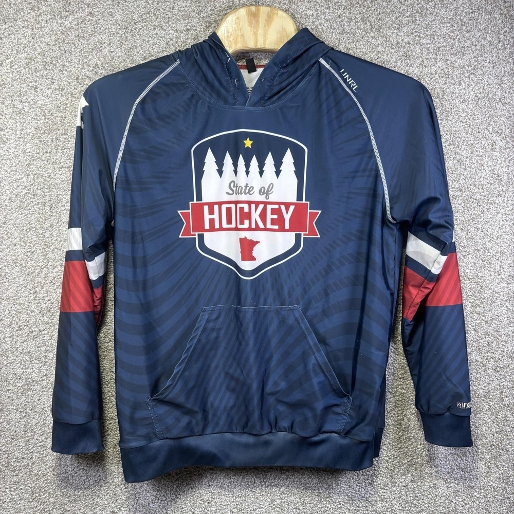 UNRL Hoodie Mens Large Blue State Of Hockey Silk Series Pullover Sweatshirt